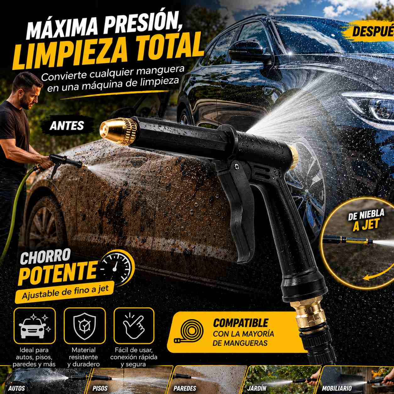 BOQUILLA PARA MANGUERAALTA PRESIÓN PARA UNA LIMPIEZA IMPECABLE