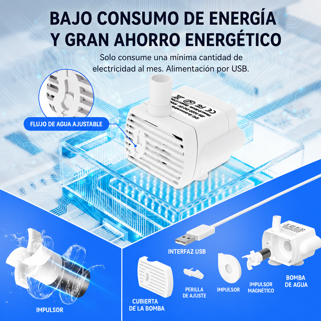 AquaPet™ Fuente Automática 2L - Agua Siempre Fresca para Perros y Gatos